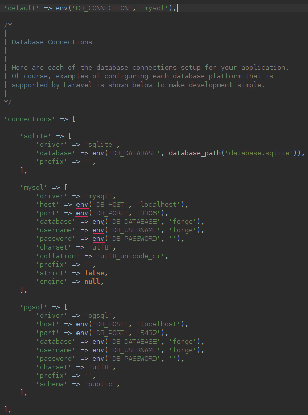 konfigurasi database di laravel