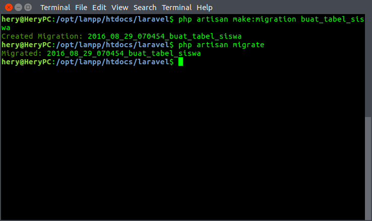 Database Migration laravel