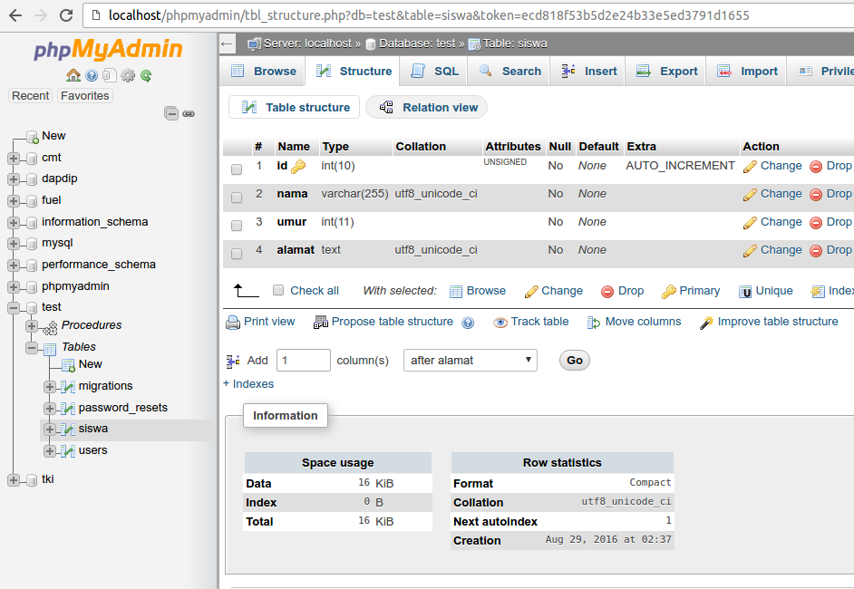 Database Migration laravel